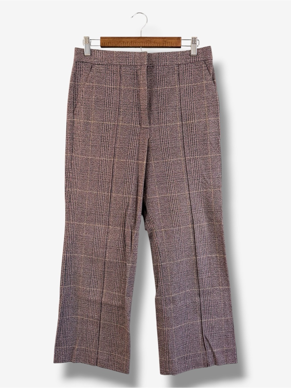 La Vie Rebecca Taylor Plaid Pants Size 29 Black Pink High Waist Wide Leg Preppy
